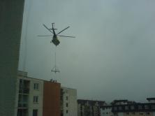 Helicopter that helped building new cell tower on the block of flats