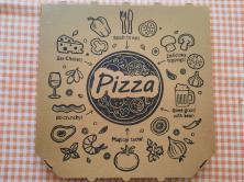 AI-generated pizza box, and with non-fixed texts...